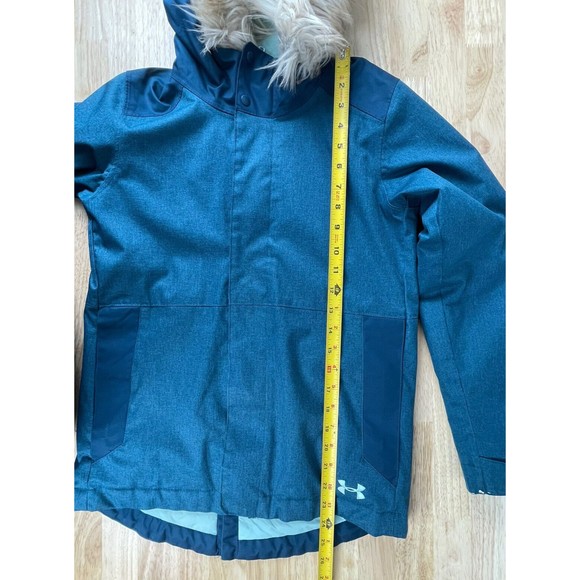 Under Armour Girls' ColdGear Reactor Yonders Parka Ink/Blue Fur Youth Medium - Picture 4 of 13